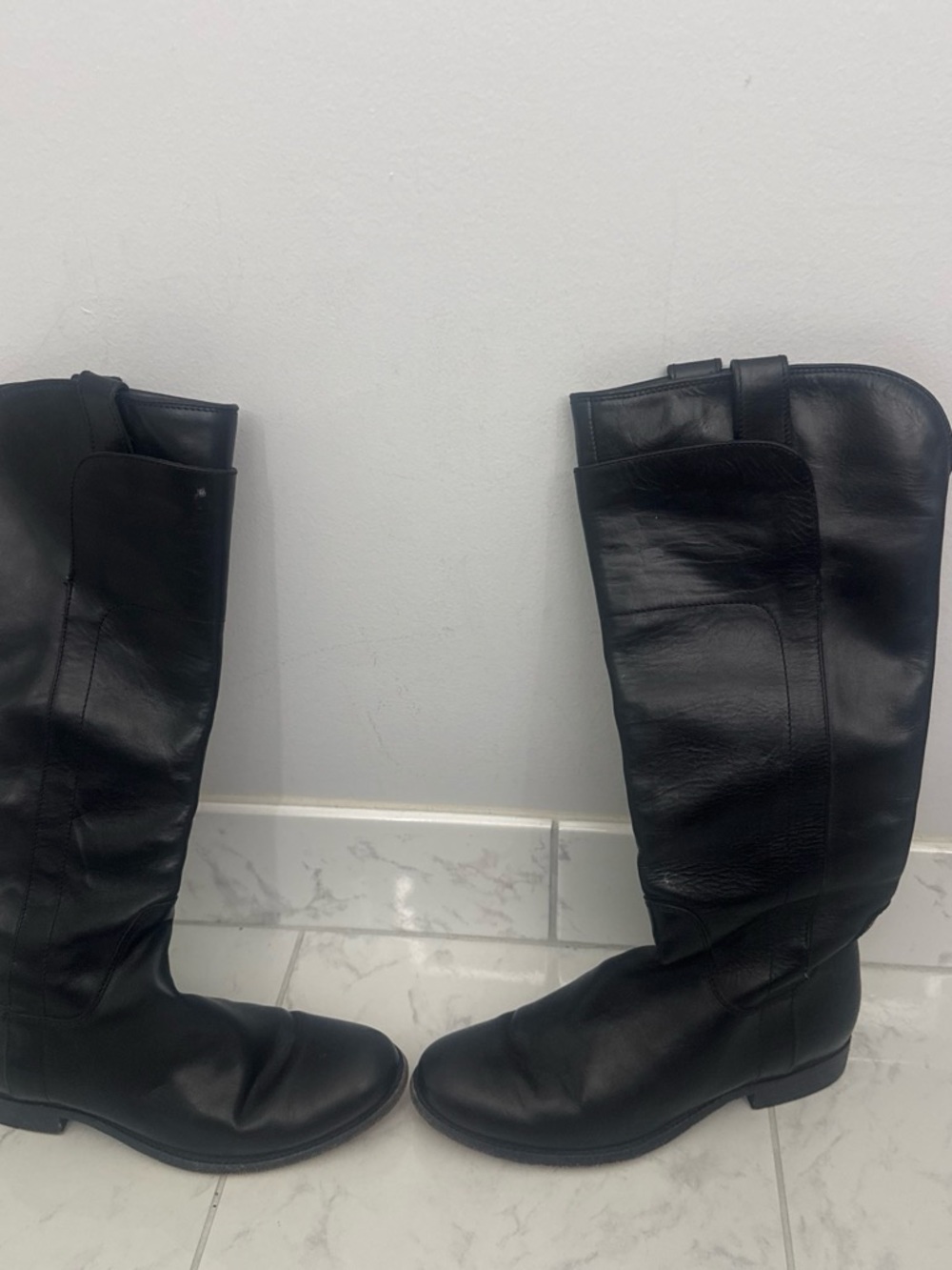 Frye Black Leather Over-the-Knee Riding Boots